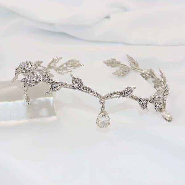 Elegant Rhinestone Krystall Sølv Blad Bryllup Hodeplagg Hodebånd