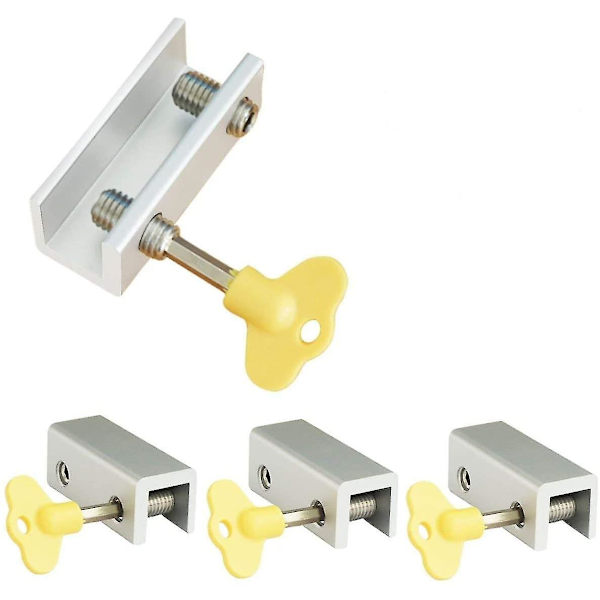 Dww-fönsterlås, 4-pack aluminium skjutfönsterlås, Adjus DXGHC