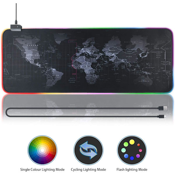 Gaming Mousepad, LED-belyst Mousepad, XL Mousepad med Anti-S