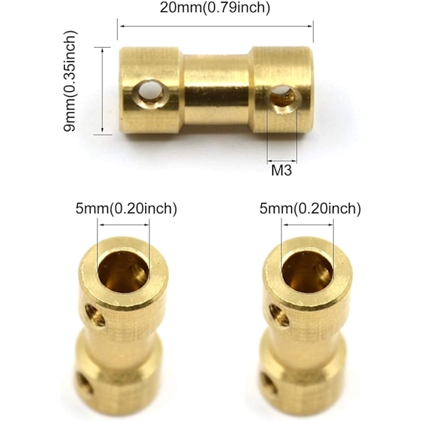 5 stk. DIY Messing Motoraksle Kobling Fleksibel Aksle Kobling Led