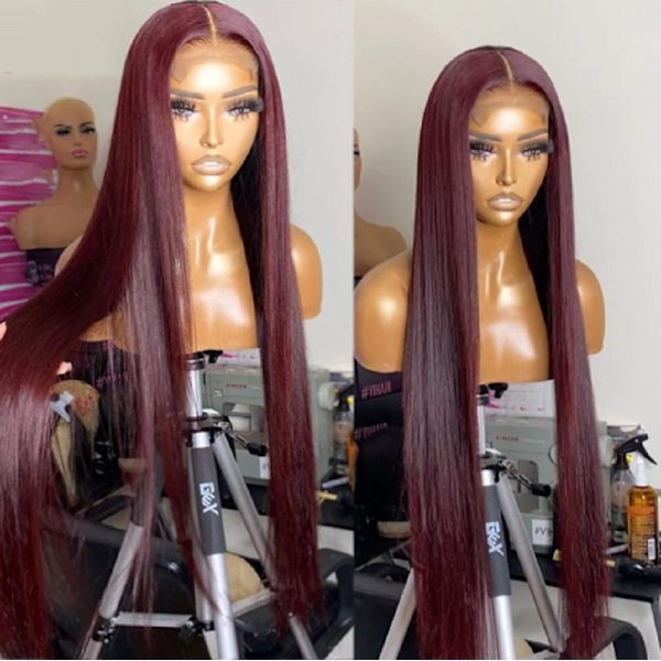 Rak Lace Front Split Peruk, Röd, Lång Peruk, Lång Peruk
