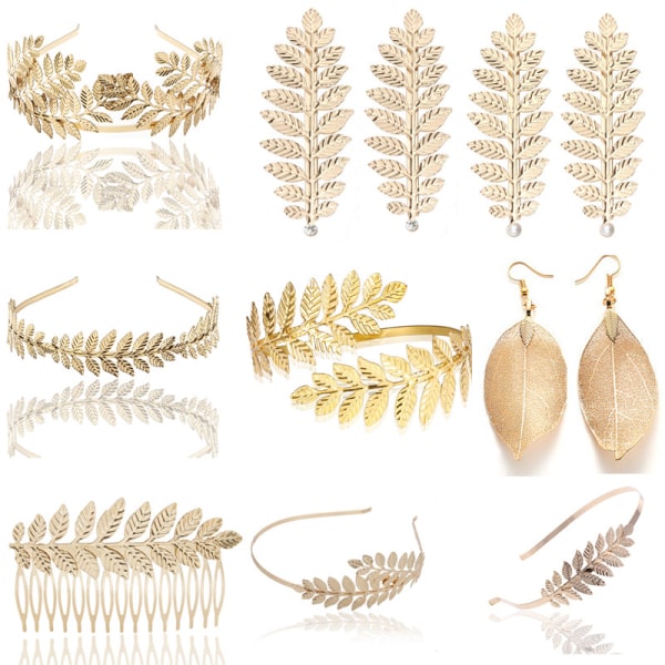 12 Konstgjorda Växter Guld Blad Fest Bröllop Dekoration Strand Födelsedag Luau P
