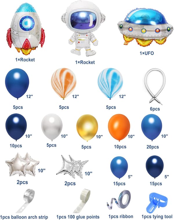 112 ballongirland-kit för rymdfest, rymdfödelse