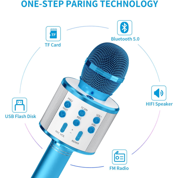 Børne mikrofon, trådløs Bluetooth karaoke mikrofon til voksne