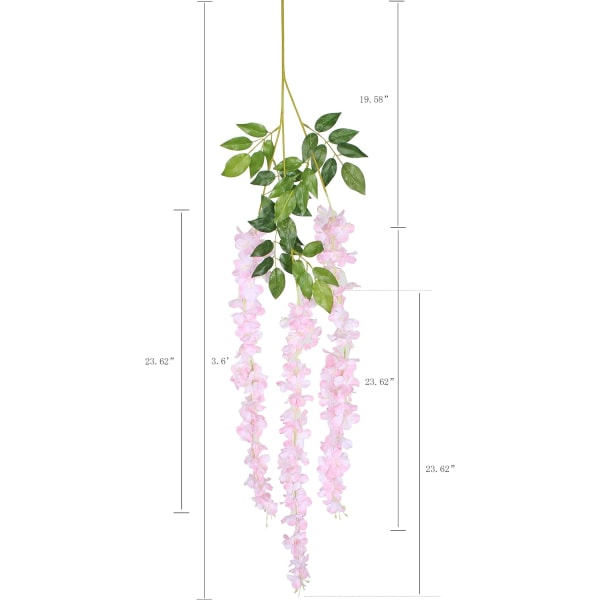 12 kpl 43,2\" Rayon Wisteria Viiniköynnökset Riippuva Kukkaköynnösnauha DXGHC