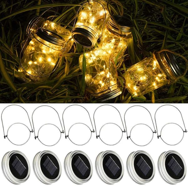 4-pakks Solcellelys Utendørs 30LED Mason Jar Lys Solcelledrevet