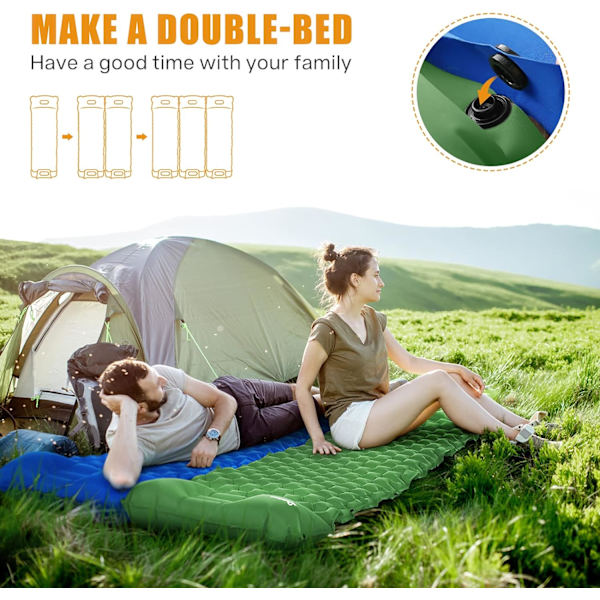 Ultralett campingmadrass luftmadrass med fotpumpe camping