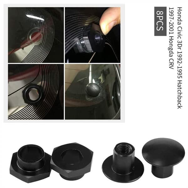 Sort Bagagerumsrude Struts Hardware Kit til 92-95 Honda Civic 3D Hatch