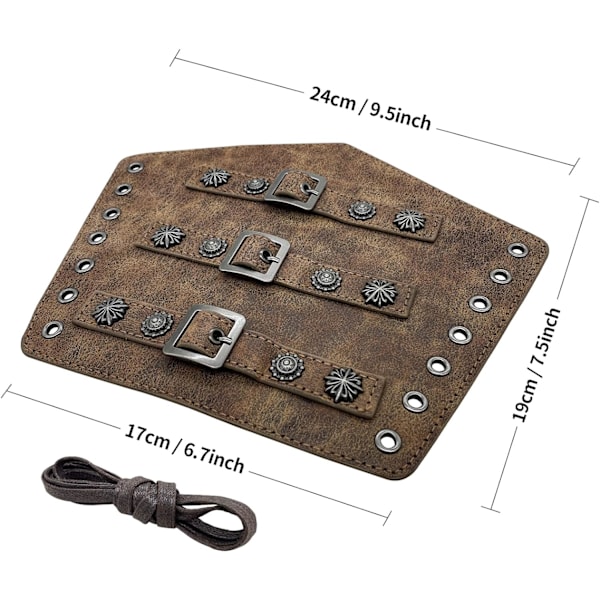 Medeltida Armskydd i PU-Läder med Spänne, Riddare LARP Retro Renässans Armskydd, One Size Ett Par - Qinggu Brons
