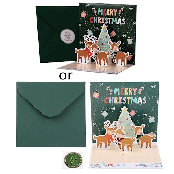 6 stk 3D Glædelig Jul Hilsenskort Postkort Invitationer Med