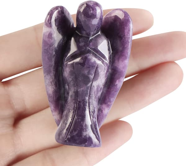 2\" Lilla Lepidolite Krystallengelfigurer Utskjært Edelsten Chak