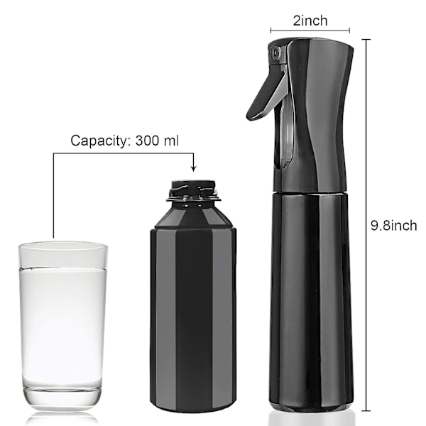 2-pak Svart+Hvit, Hårsprayflaske Tom Plast Trigger Spray