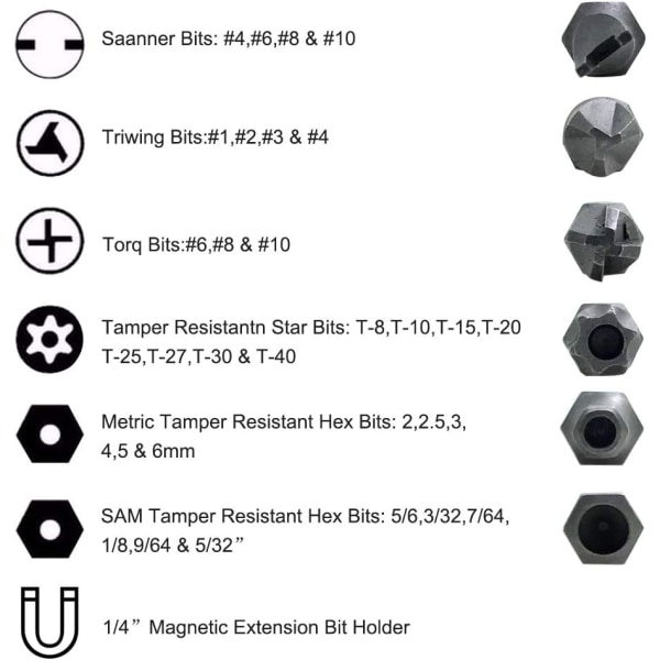 33 pcs Magnetic Screwdriver Bits with Bit Holder Extension, Secur