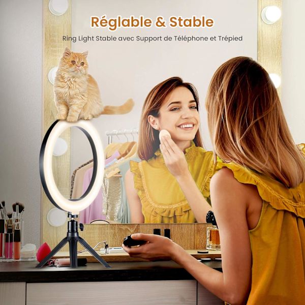 10\" Ringlys med Stativ & 3 Lystilstande & 10 Lysstyrke, Se