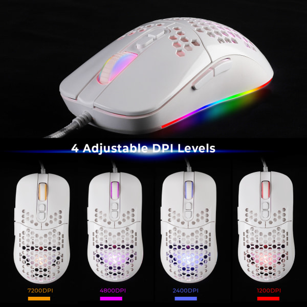 Type-C Trådløs Lett 5 RGB Bakgrunnsbelyst Mus 7200DPI Datamus