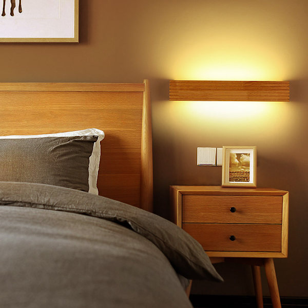 Moderne japansk stil LED eikevegglamper Lys soverom seng