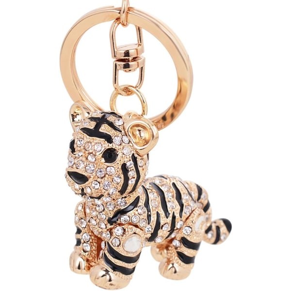 Rhinestone Metal Cute Tiger Keychain(Style b) for Purse, Keyring