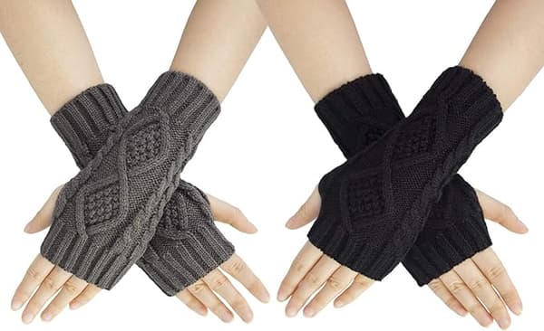 Mode 2 par Fingerlösa Vantar för Kvinnor, Vintervarma Armvantar W