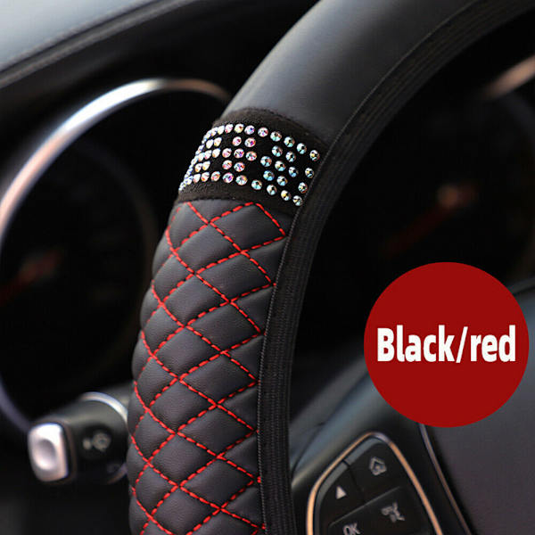 Universal Bil PU Läder Diamant Rattskydd För 15''/38