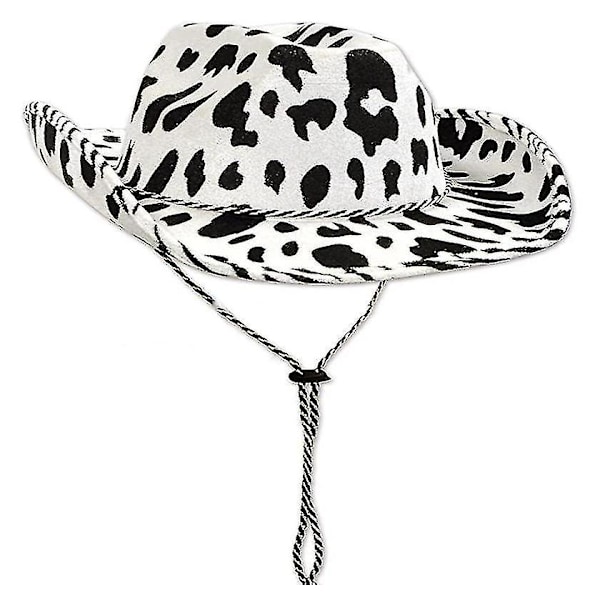Cowboy Hat Sjov Ko Print Hat Unisex Sort Og Hvid Cowboy Hat