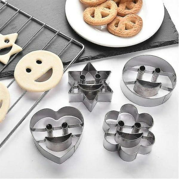 4 ST Smile Cookie Cutter Blomma hjärta Rostfritt stål Biscuit Mo