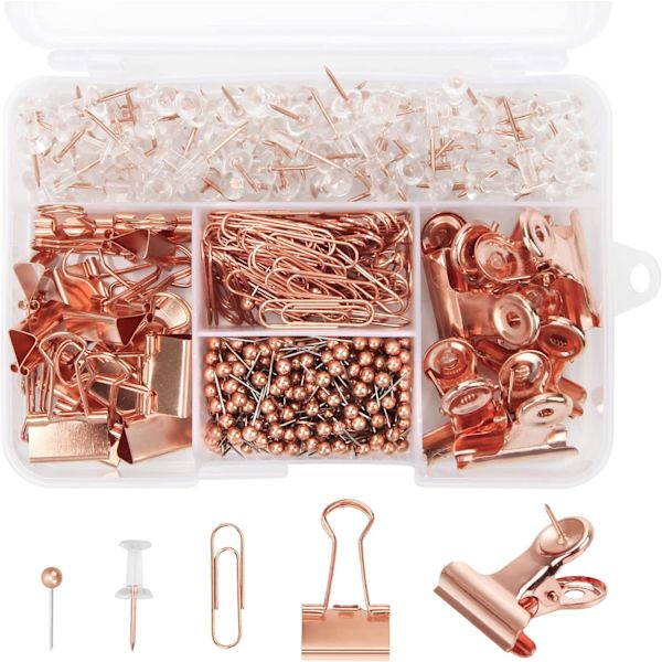 Stiftsats, 500 st Push Pins, Bindare, Pappersklämmor, Kartnålar