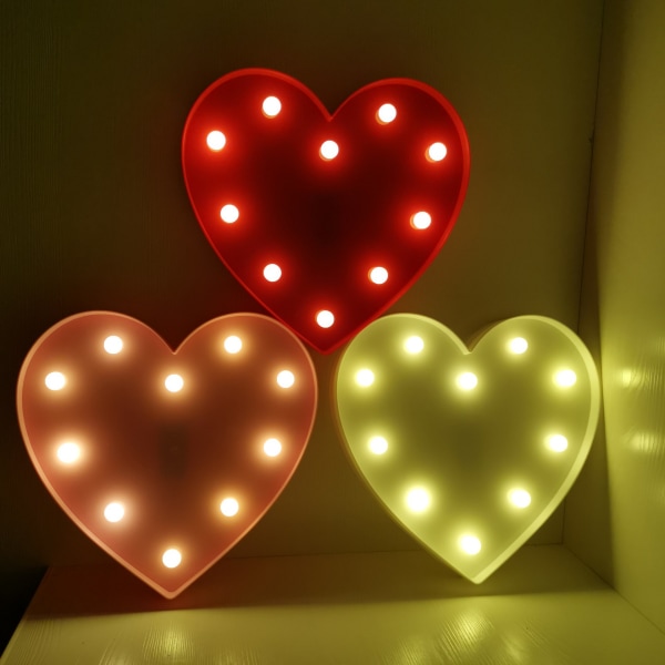 2 stk. LED kærlighedsfarvede lys til bryllup, fødselsdagsfest, hjerte