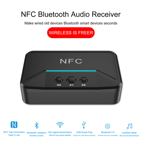 NFC5.0 Bluetooth-vastaanotin 3.5 mm Bluetooth-äänivastaanotin tietokoneelle