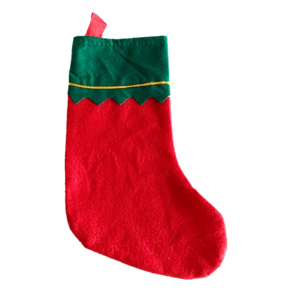 2 st julstrumpor, vita non-vävda med guldkant