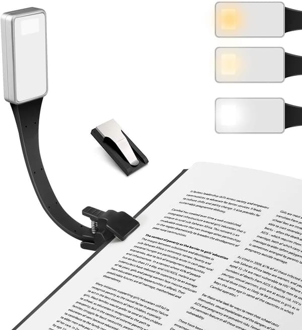 LED Leselys, Oppladbar Leselampe med Klips
