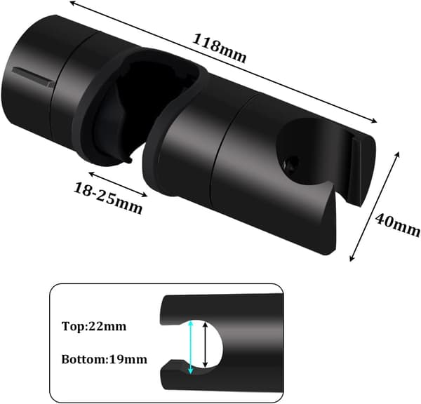 Mat Sort - 1 stk. Brusesupport, Sort Universal Solid A DXGHC