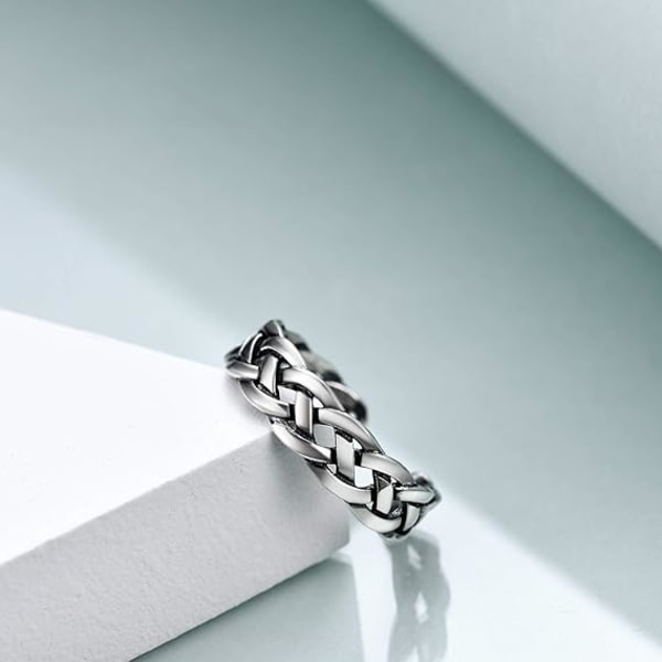 S925 Sterling Silver Ring för kvinnor Justerbar Celtic Knot/Twist/