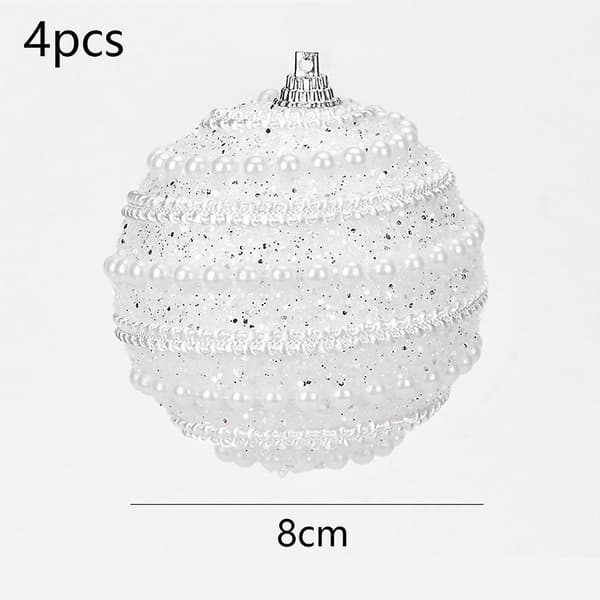 4-pakks Glitter Juletrepynt, 8mm Sekvensballer Til Jul
