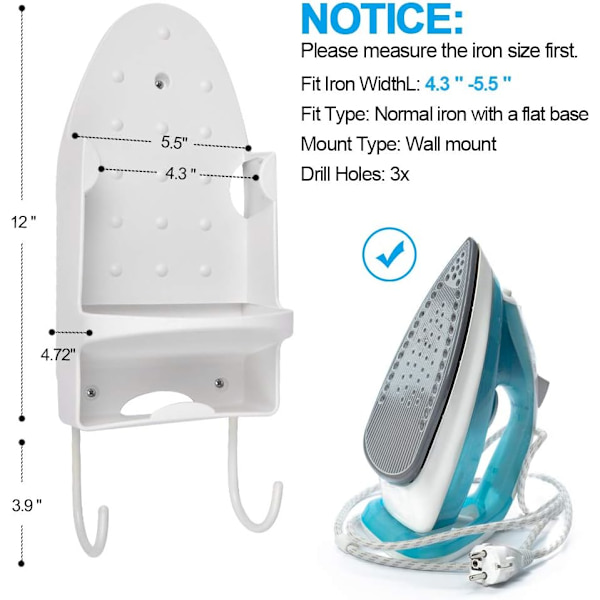 1-Pak Væghængt Strygebræt Stativ Elektrisk Strygejern Stativ Hjem