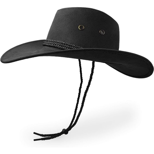 Cowboyhatt, Filt Faux Lær Solhatt, Semsket Reisehatt, Western