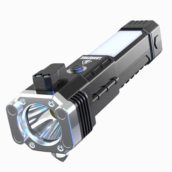 Multifunktionell bilficklampa bilsäkerhetshammare ficklampa USB ch