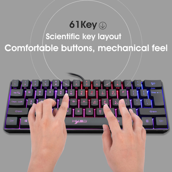 61-tasters gaming membran tastatur RGB belysning mini tastatur Variou