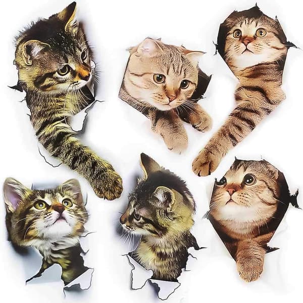 Søde Katte Vægstickers 3D Mural Kat Aftagelig 3D Vægsticker
