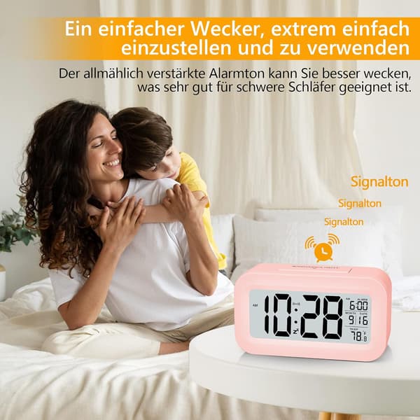 Väckarklocka, Liten Digital Väckarklocka, 5,1\" LCD-Skärm med USB