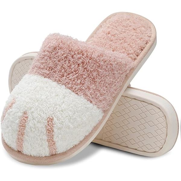 Söpöt eläinsandaalit naisille, pehmeät plushiset kissankäpälän kotisandaalit