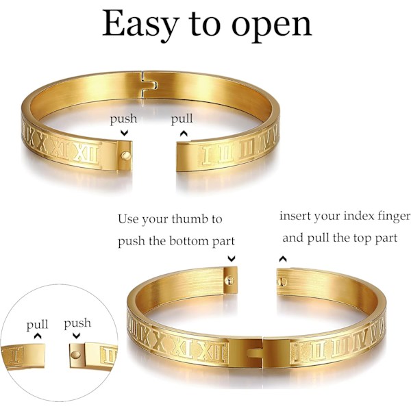 Armbånd i rustfrit stål til mænd Guld Romertal Bangle Brace