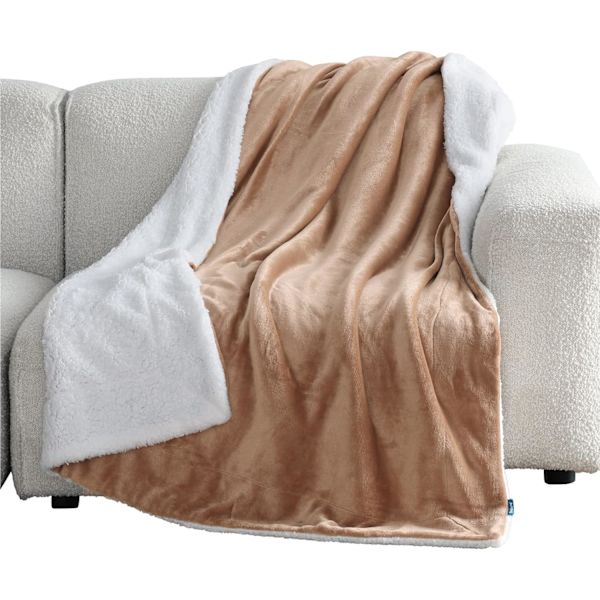 Fleece-teppe Sofa Pute - Kamel Sofa Pute 130x160, Sherpa