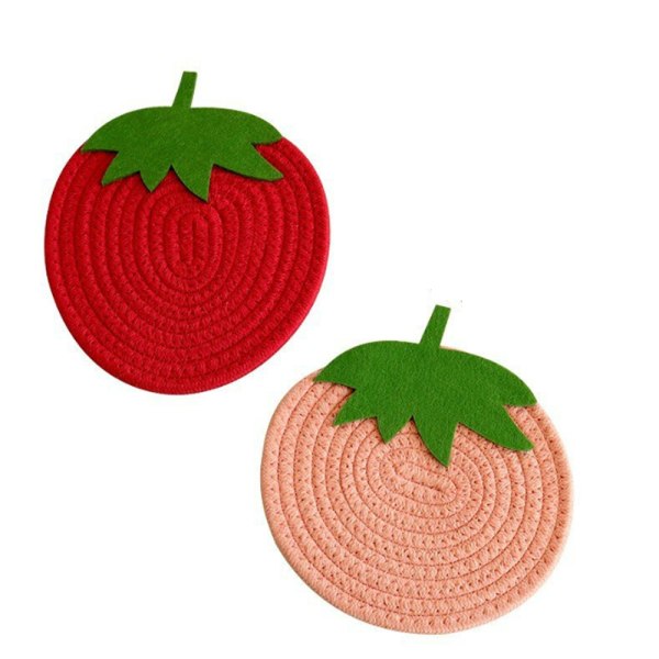 2 stycken små jordgubbar söt frukt serie bomull rep placem
