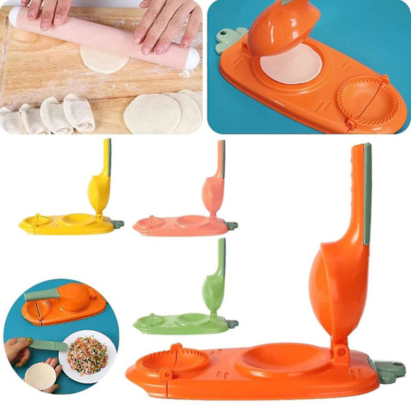 （Rosa）2 i 1 Dumpling Maker, Kjøkken Dumpling Making Tool Baking