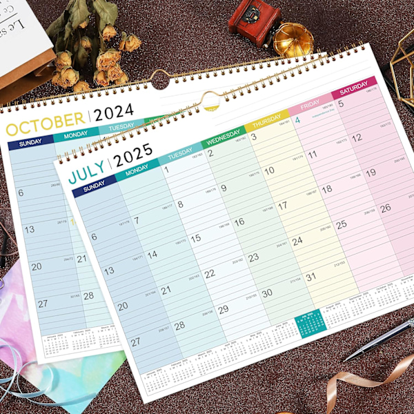2024-2025 Kalender - Väggkalender 2024-2025, Jul. 2024 - Dec. 2025, 18 Månadskalendrar med Tjockt Papper, 15\" x 11.5\"
