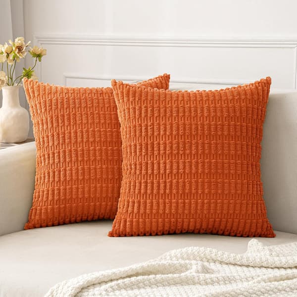 Pakke med 2 Dekorative Efterårs Orange Pudebetræk 18x18 Tommer S