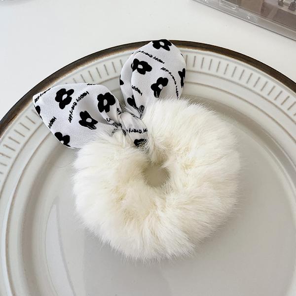 Søt gummibånd elastisk fluffy hestehaleholder hårstrik stor