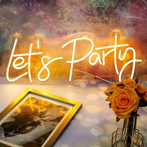 Skräddarsydd LED-Neonljusskylt Lets Party Ljusskyltar för Enstaka Tupp
