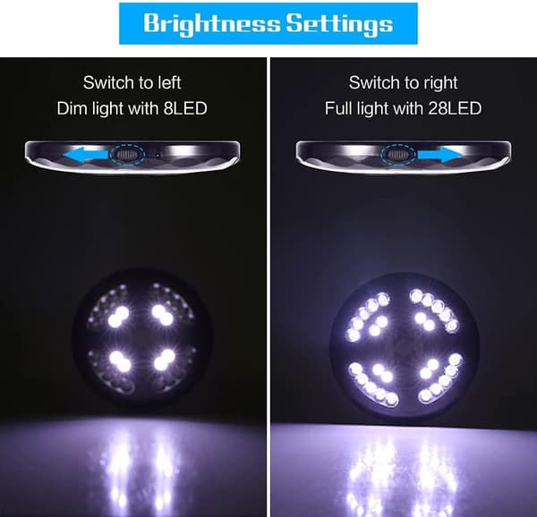 Laderbar Parasollys, 28 LED Parasollys med 2 Lysstyrker