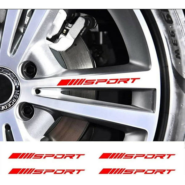 4 stk. Fælgfælge Sports Racing Dekal Striber Dekaler Emblem Bumper R